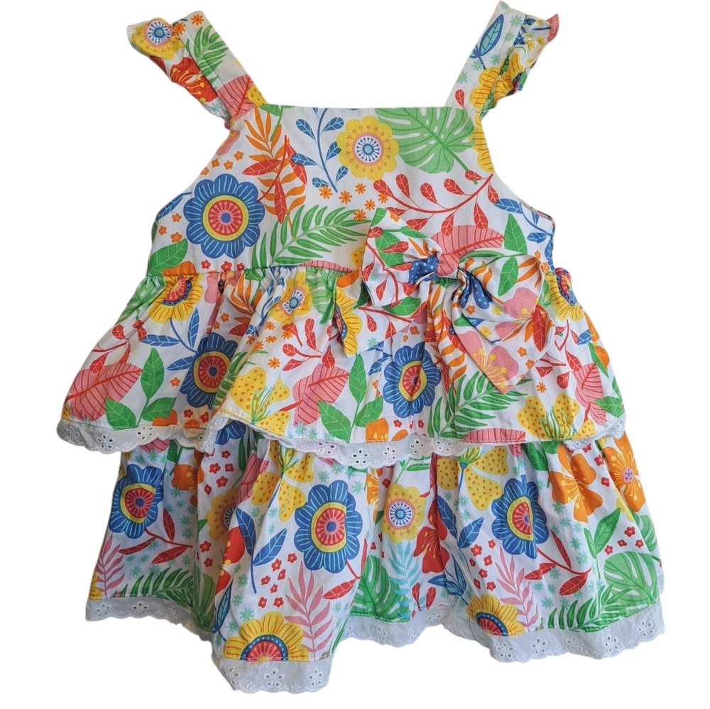 Good Lad Colorful Ruffle Dress With Abstract Floral Print Size 3T